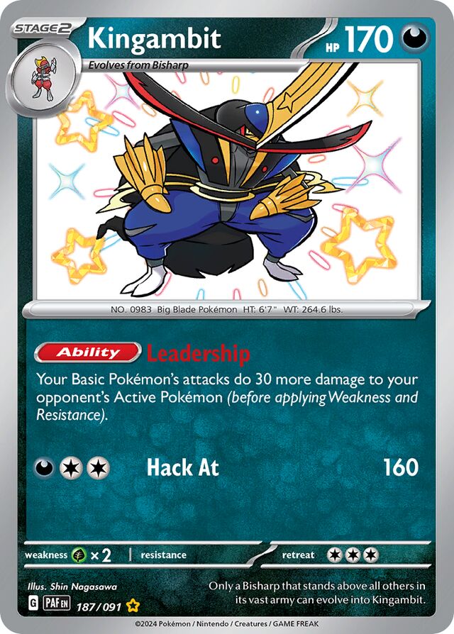 Kingambit Paldean Fates 187/091 Shiny Rare