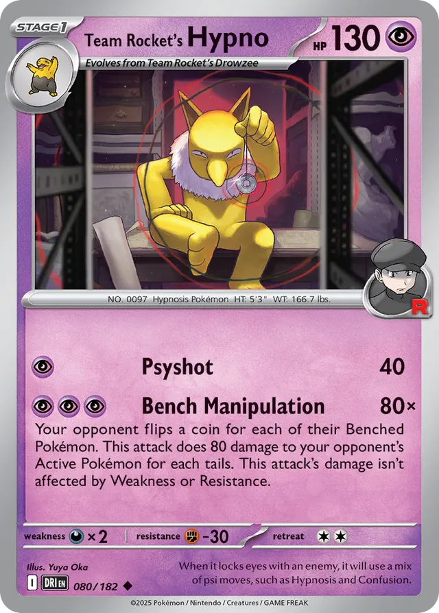 Team Rocket's Hypno Destined Rivals 080/182 Uncommon