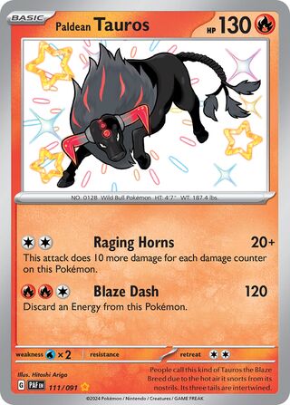 Paldean Tauros (Paldean Fates 111/091)
