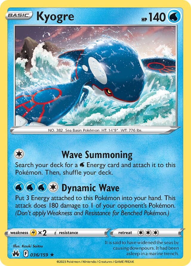036/159 Kyogre CRZ Rare Holo