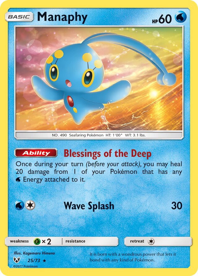 Manaphy Shining Legends 25/73 Rare Holo