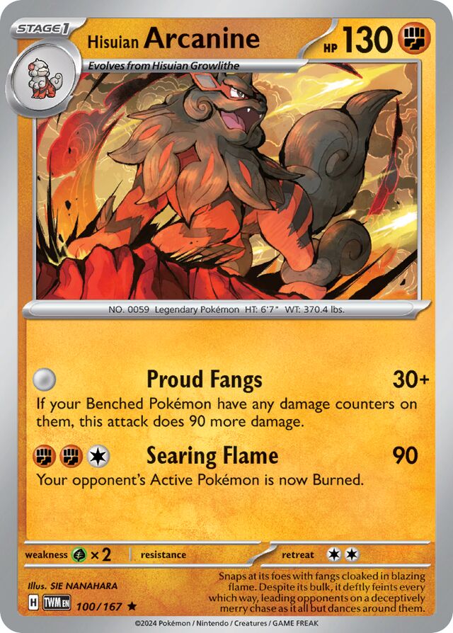 Hisuian Arcanine Twilight Masquerade 100/167 Rare