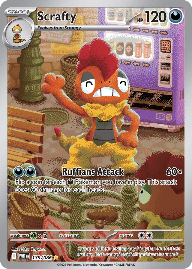 Scrafty White Flare 139/086 Illustration Rare